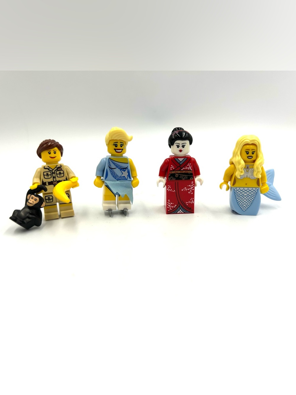 Lot of 4 Lego Minifigures Ice Skater Zookeeper Kimono Girl Mermaid